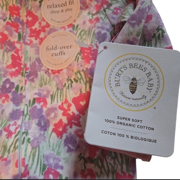 Burt's Bees Cute Floral Footie PJ/Outfit -Size 0-3Mos NWT - Picture 2 of 3